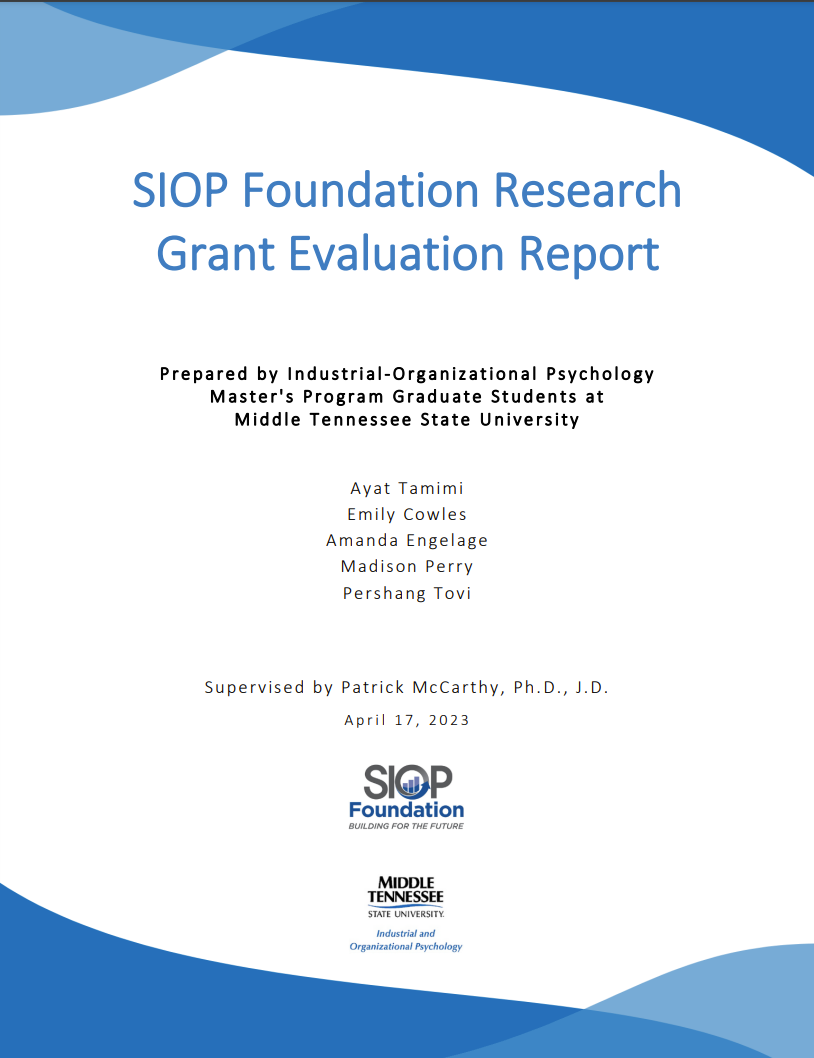 SIOP Foundation Research Grant Evaluation 