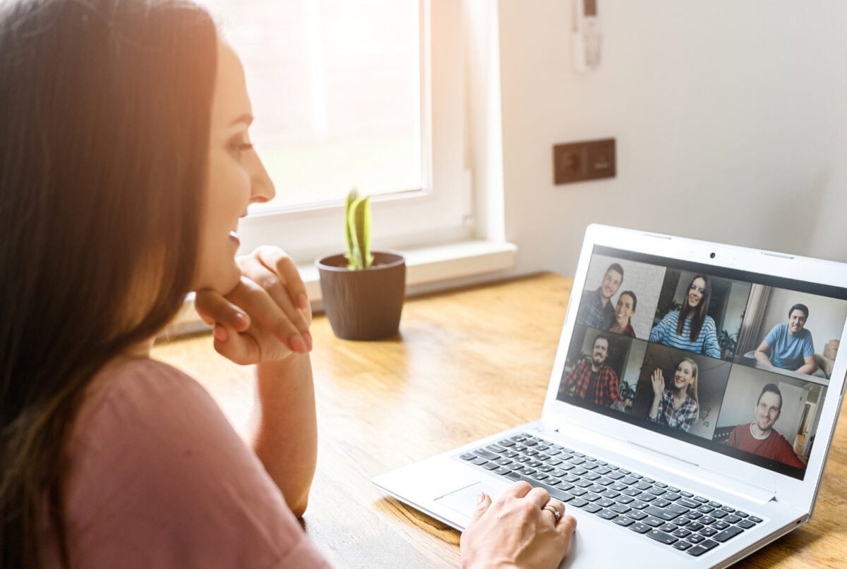 Woman participating in a virtual mentoring session with Society for I/O Psychology.